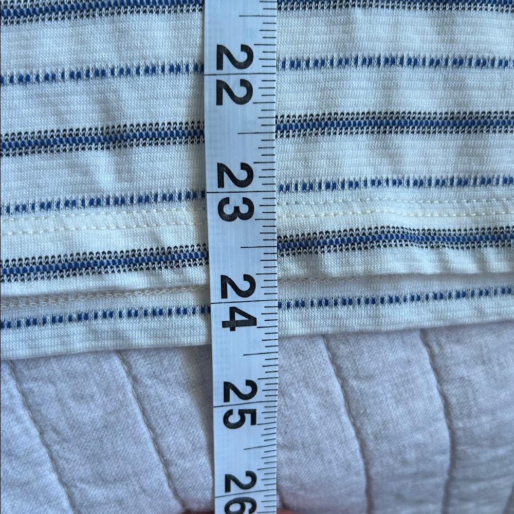 Madewell Jacquard cream blue cotton blend boxy Stripe Pocket Tee L - Picture 7 of 12